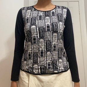 Black & white window print long-sleeve